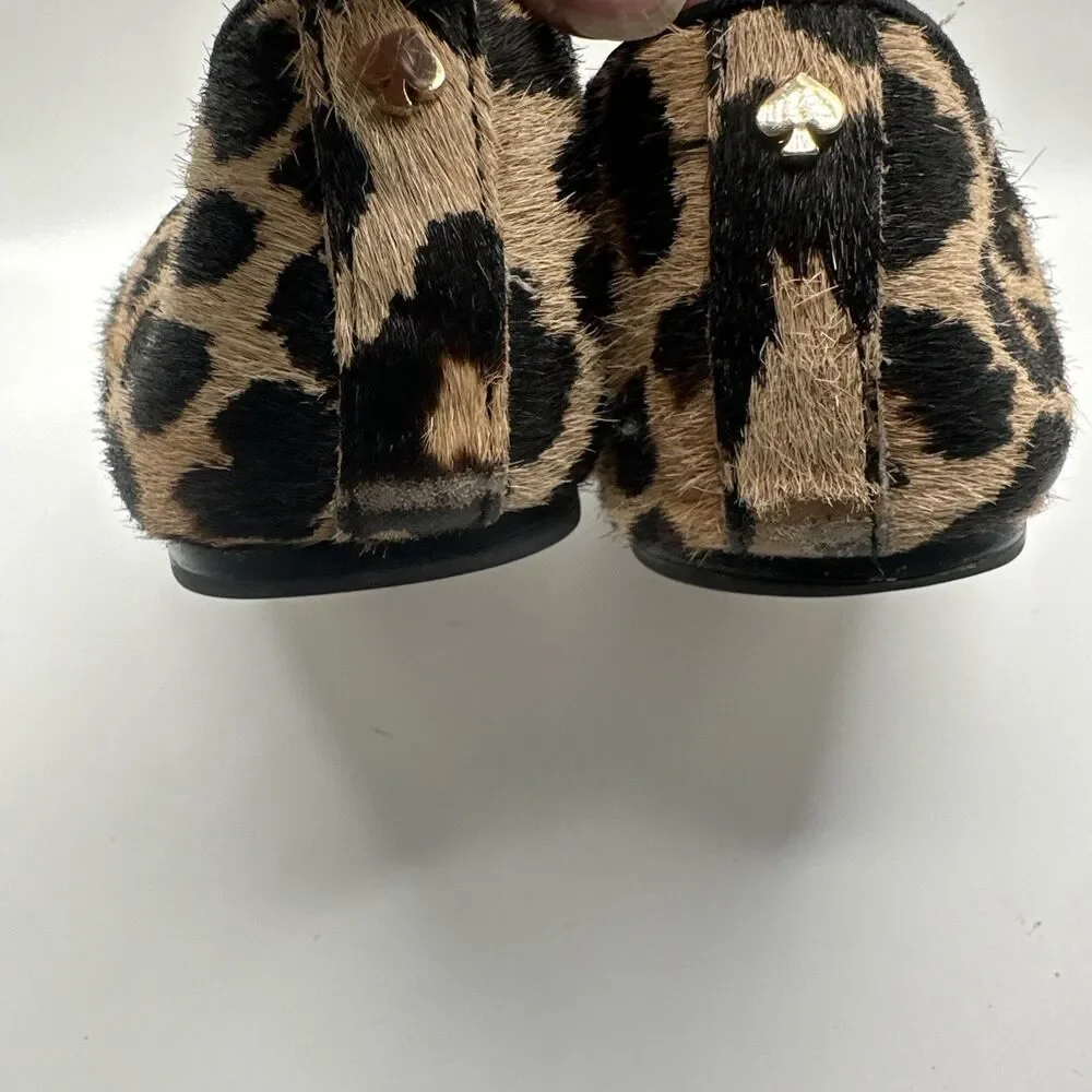 Kate‎ Spade Sutten Ball Flats Leopard Calf Hair Fur Gold Ball 7